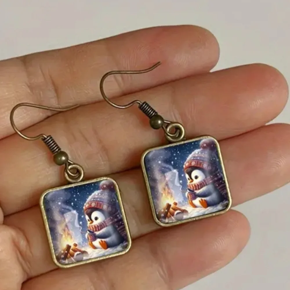 Charming Penguin Earrings‎ with Gold Accents